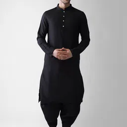 KISAH Men Black Printed Kurta with Dhoti Pants-picture-17