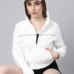 SHOWOFF Hooded Windcheater Crop Open Front Jacket-picture-19