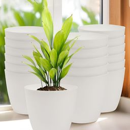 Kuber Industries White 18 Pieces Flower Pot Planter-13