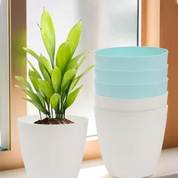 Kuber Industries Blue & White 6 Pieces Flower Pot Planters-20