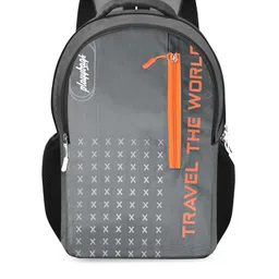 PLAYYBAGS Unisex Grey Typography Print Backpack-image-55
