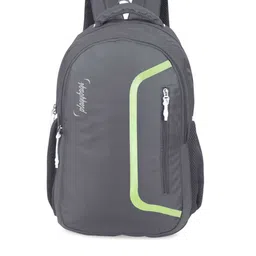 PLAYYBAGS Unisex Grey & Green Polyester Laptop Backpack-16