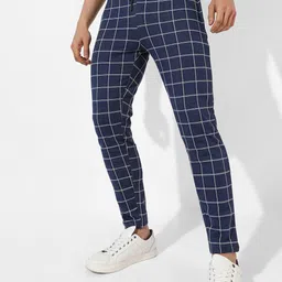 Campus Sutra Men Checked Cotton Track Pants-image-27