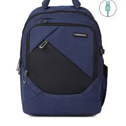 CARRIALL Unisex Blue & Black Colourblocked Smart Laptop Backpack with Charging port-29