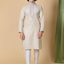 MAAHI FABS Ethnic Motifs Printed Thread Work Jacquard Weave Cotton Silk Straight Kurta-image-19