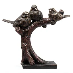 Ashnam Bronze-Toned Decorative Bird On Tree Branch Figurine Showpiece-image-78