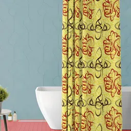 ArtzFolio Yellow & Green Printed Waterproof Shower Curtain-image-7