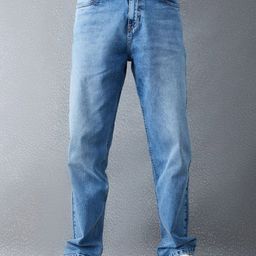 VOLTEDGE Men Straight Fit Mildly Distressed Light Fade Jeans-image-63