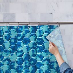 ArtzFolio Blue Printed Water Proof Shower Curtain-image-31