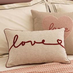 Pure Home and Living Beige & Red Embroidered Rectangle Cushion Covers-picture-2