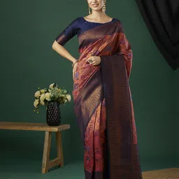 HERE&NOW Floral Zari Pure Silk Banarasi Saree-image-29