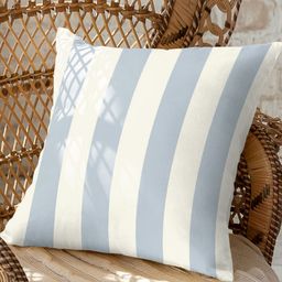 CASABLEU Premium Spring Silver-Toned and White 2 Pieces Striped Square Cushion Covers-12