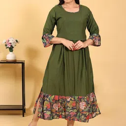 RITIJYA Floral Printed Fit And Flare Maternity Ethnic Dresses-image-95