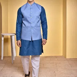 PRINTINDIA Men Regular Kurta with Trousers & Nehru jacket-picture-47