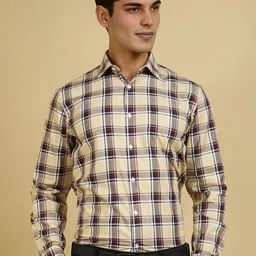 Allen Solly Men Slim Fit Spread Collar Tartan Checked Cotton Formal Shirt-image-94