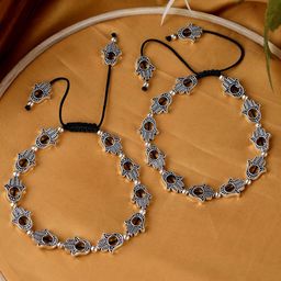 Silvermerc Designs Hamsa Beaded Black Thread Anklet-image-4