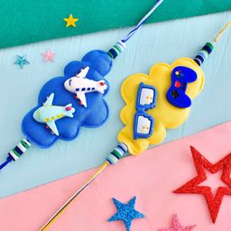Voylla Kids Set Of 2 Airplane and Video Games Motifs Thread Rakhis-image-63