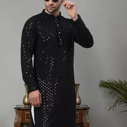 Jompers Floral Embroidered Sequinned Pure Cotton Straight Kurta-picture-39