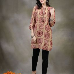 Nayam By Lakshita Rust Ethnic Motifs Printed Thread Work Thread Work Kurti-picture-14