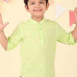 Fabindia Boys Band Collar Chikankari Cotton Straight Kurta-27
