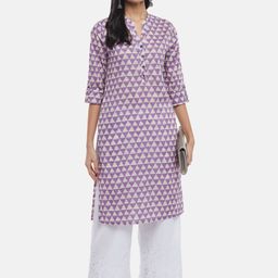 RANGMANCH BY PANTALOONS Women Lavender Geometric Printed Kurta-picture-45