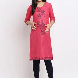 True Shape Floral Embroidered Maternity Straight Kurta-picture-3