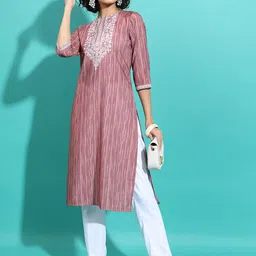 Vishudh Brown Abstract Printed Straight Kurta-image-8