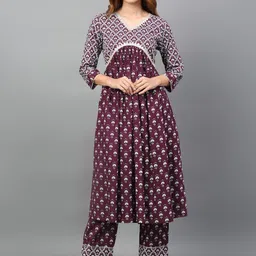 Kamayra Ethnic Motifs Printed Gotta Patti Pure Cotton Empire Kurta With Trousers & Dupatta-image-15