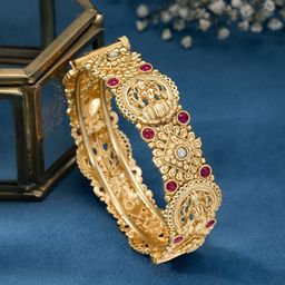 Peora Gold-Plated Stone-Studded Bangle-image-21