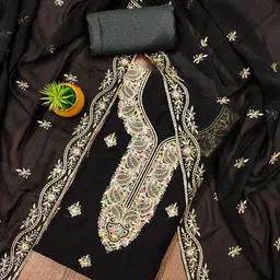 KALINI Floral Embroidered Georgette Unstitched Dress Material-image-60