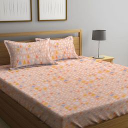 Myntra Elegant Homes Peach Geometric Printed 300 TC King Bedsheet Set 2.50 m x 2.20 m-image-41