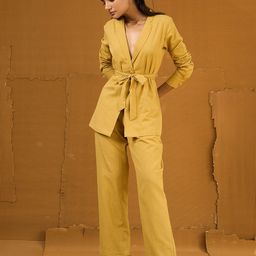 Aamili Pure Cotton Belted Top With Trousers-picture-35