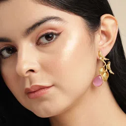 Anouk Gold Plated Artificial Stones Studded Animal Shaped Drop Earrings-image-83