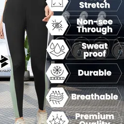 Blinkin Colourblocked Slim-Fit High Waist Ankle Length Tights image 2