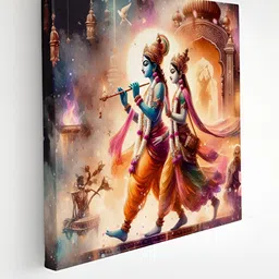 Myntra Elegant Homes Orange & Pink Radha Krishna Religious Canvas Wall Art-image-10