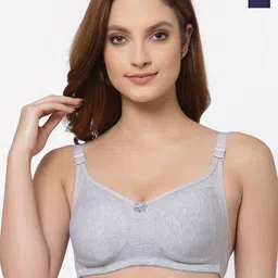 Floret Pack of 2 Grey Melange & Navy Blue Non Padded Bra-32