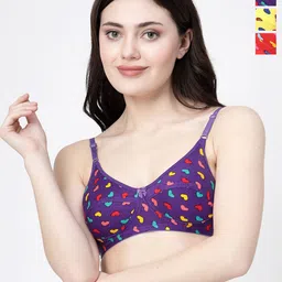 Docare Pack Of 3 Full Coverage Printed Cut and Sew Everyday Bra With All Day Comfort-44