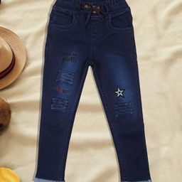 A-Okay Kids Slim Fit High-Rise Mildly Distressed Embellished Stretchable Jean-image-95