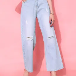 STREET 9 Women Elegant Blue Flared Fit Cropped Jeans-image-12