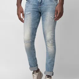 Woodland Men Blue Slim Fit Mildly Distressed Heavy Fade Jeans-image-56