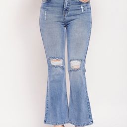 CAMLA Women Bootcut High-Rise Mildly Distressed Heavy Fade Cotton Jeans-image-77