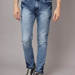 Cantabil Men Blue Mildly Distressed Heavy Fade Jeans-picture-31