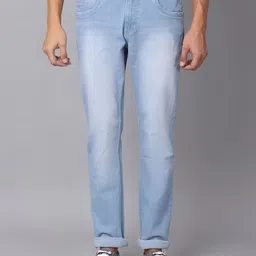 Cantabil Men Blue Light Mercerised Heavy Fade Jeans-image-14