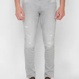 SPYKAR Men Grey Low-Rise Mildly Distressed Light Fade Stretchable Jeans-picture-4