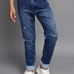 V-Mart Boys Mid Rise Mildly Distressed Clean Look Light Fade Cotton Jeans-image-11