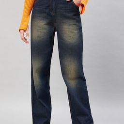 Orchid Blues Women Flared High-Rise Cotton Heavy Fade Jeans-image-76