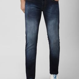 Peter England Casuals Men Navy Blue Skinny Fit Heavy Fade Jeans-image-98