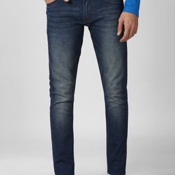 Peter England Casuals Men Navy Blue Skinny Fit Heavy Fade Stretchable Jeans-image-70