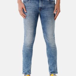 Voi Jeans Men Blue Slim Fit Heavy Fade Cotton Jeans-image-87