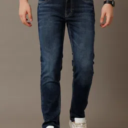 Double Two Men Lean Slim Fit Light Fade Mid-Rise Jeans-image-46